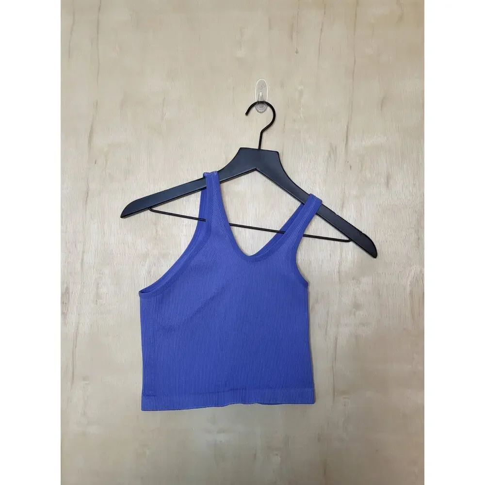 Size:XS/S Free People Movement Periwinkle Ribbed Crop Tank Top - Picture 5 of 6